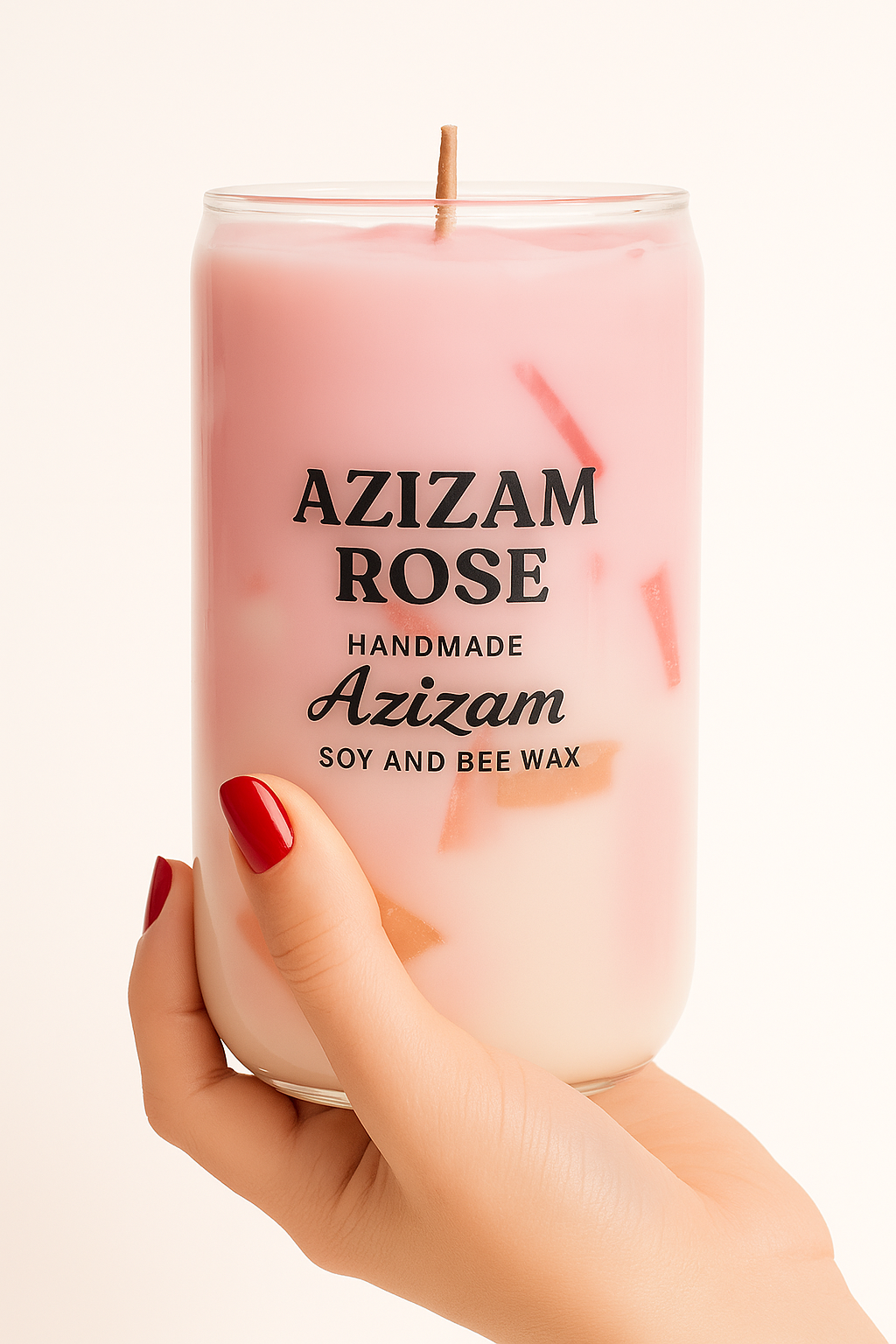Azizam Rose – Matcha Latte Duftkerze im Glas | Handmade by Azizam