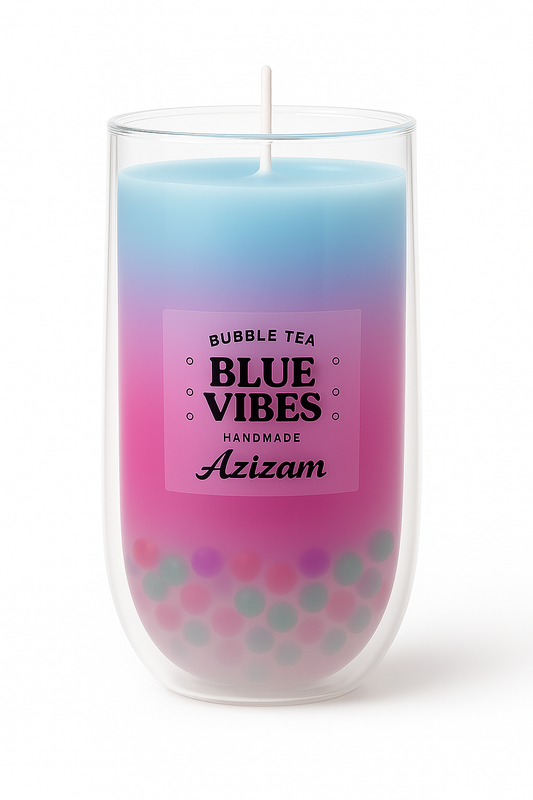 Bubble Tea Kerze – Blue Vibes im Glas | Handmade by Azizam