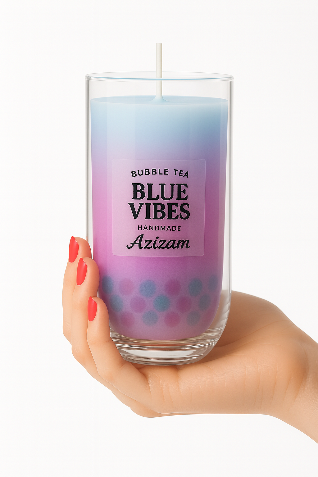Bubble Tea Kerze – Blue Vibes im Glas | Handmade by Azizam