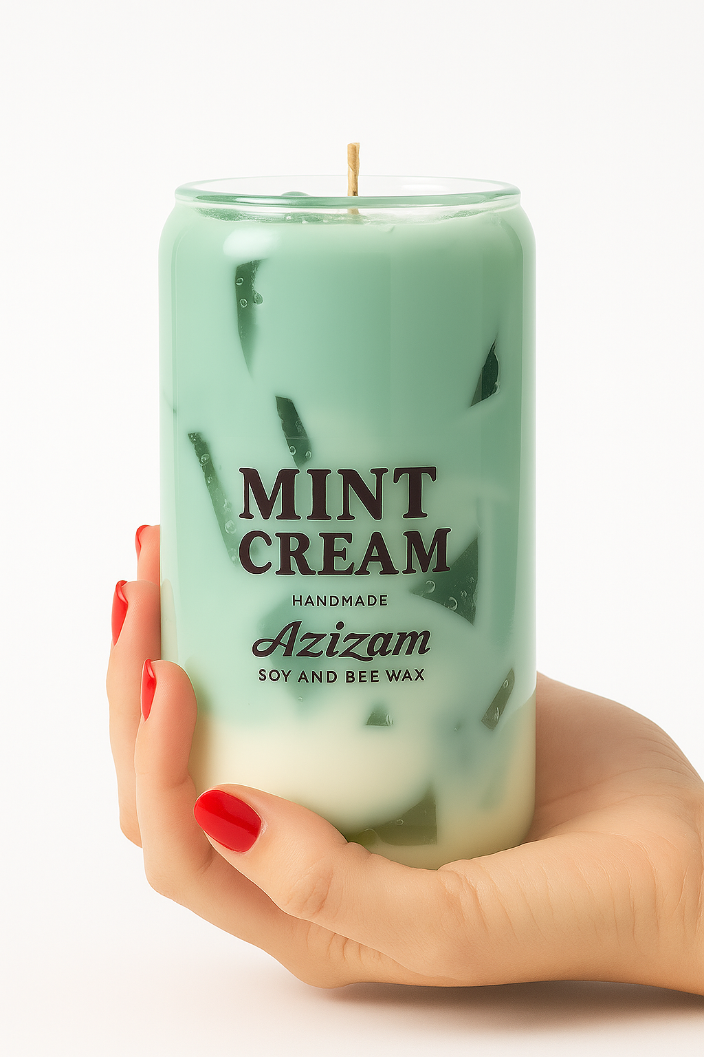 Mint Cream – Matcha Latte Kerze in Mintgrün | Handmade by Azizam