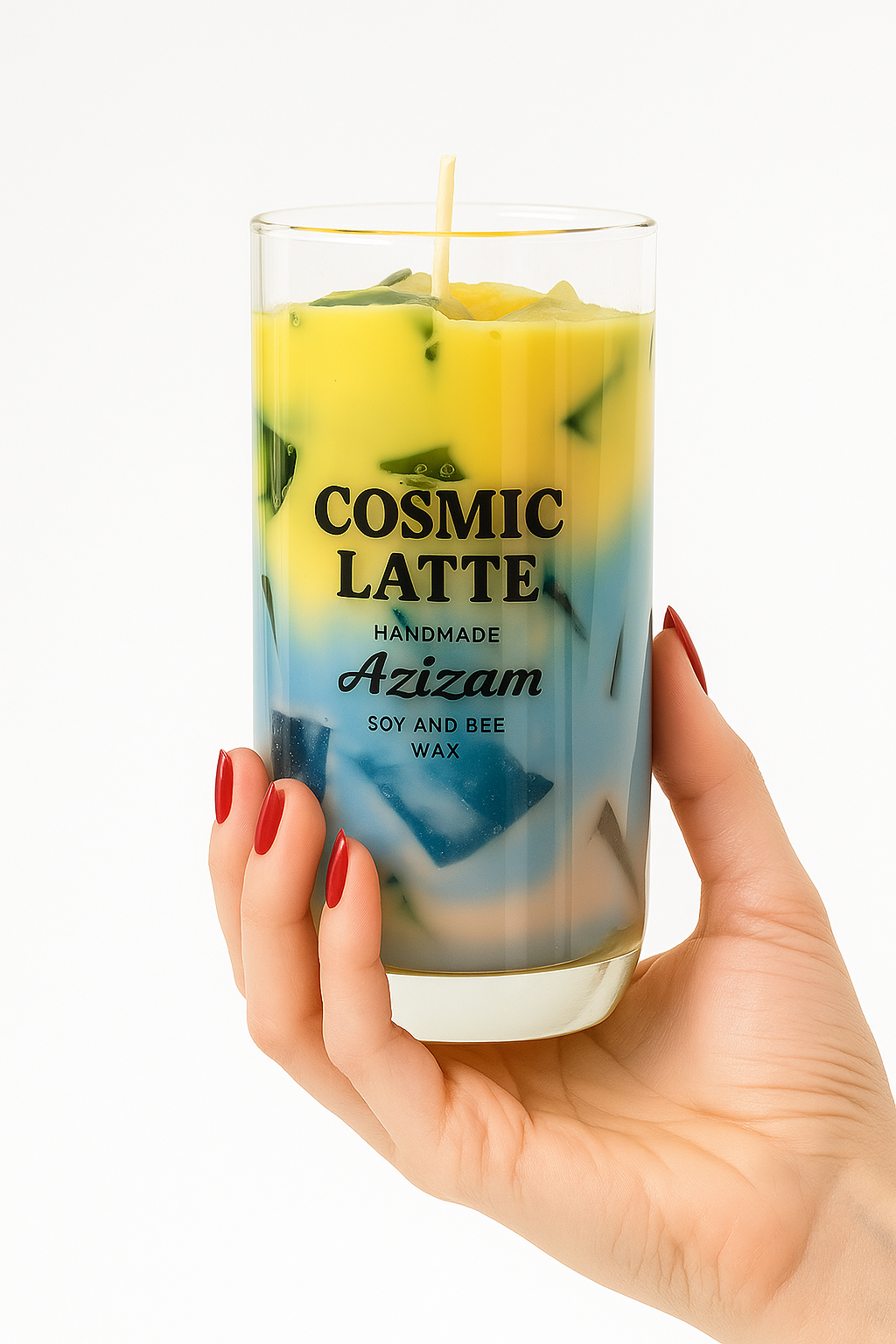 Cosmic Latte – Galaxy Style Matcha Candle in a Glass | Handmade by Azizam